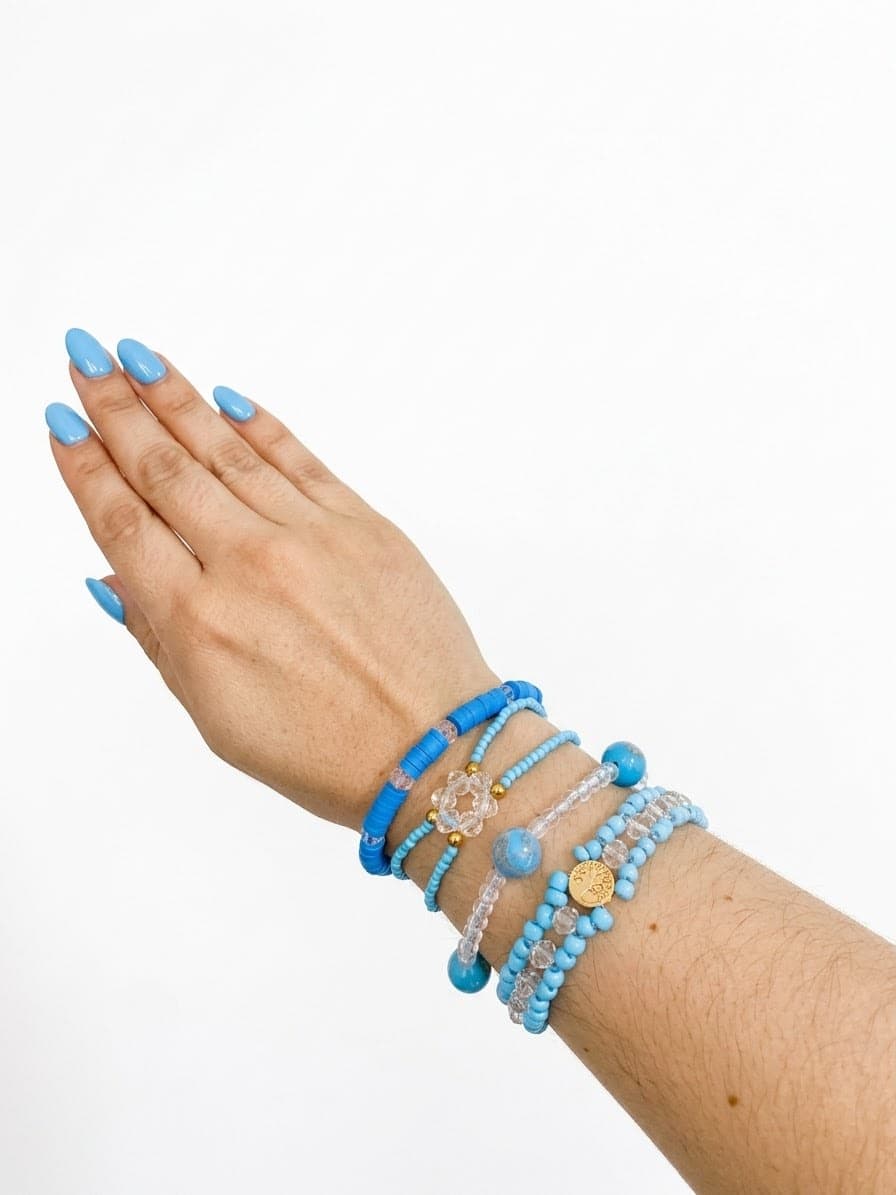 Set de 5 pulceras. Azul